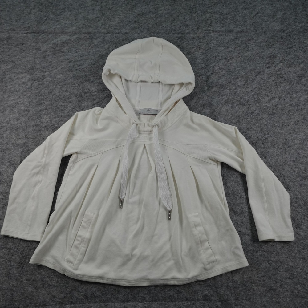 Adidas Stella McCartney Hoodie Womens Small White Pleated Sweatshirt Pullover